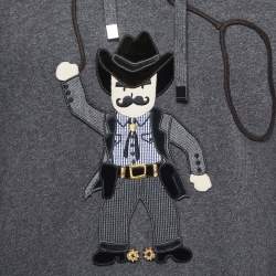Dolce & Gabbana Grey Cowboy Patch Cotton Hoodie XS