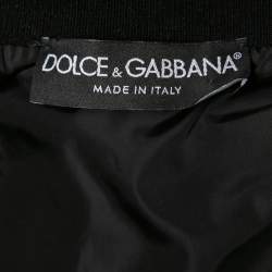 Pre Owned Dolce & Gabbana Black Nylon Patch Detail Zip Front Bomber Jacket XL