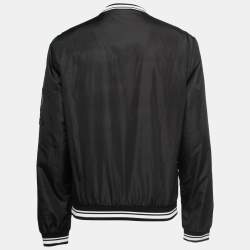 Pre Owned Dolce & Gabbana Black Nylon Patch Detail Zip Front Bomber Jacket XL