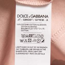 Pre Owned Dolce & Gabbana Pink Cotton Logo Patch Crew Neck Half Sleeve T-Shirt XXL