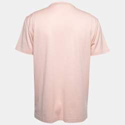 Pre Owned Dolce & Gabbana Pink Cotton Logo Patch Crew Neck Half Sleeve T-Shirt XXL