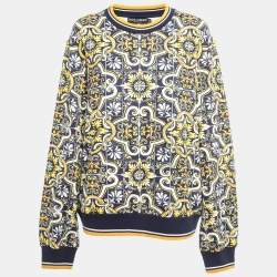Pre Owned Dolce & Gabbana Multicolor Majolica Printed Cotton Sweatshirt XL