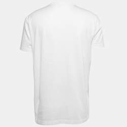 Pre Owned Dolce & Gabbana White Cotton Logo Plaque Detail Crew Neck T-Shirt XXL