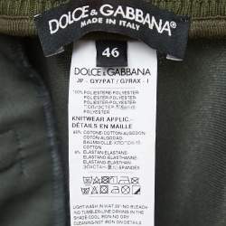 Pre Owned Dolce & Gabbana Dark Green Synthetic Contrast Logo Detail Sweatpants S