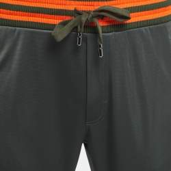 Pre Owned Dolce & Gabbana Dark Green Synthetic Contrast Logo Detail Sweatpants S