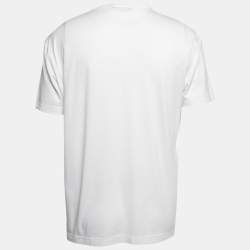 Pre Owned Dolce & Gabbana White Cotton Logo Plaque Detail Crew Neck T-Shirt 3XL