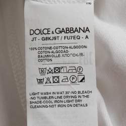 Pre Owned Dolce & Gabbana White Cotton Logo Plaque Detail Crew Neck T-Shirt 3XL