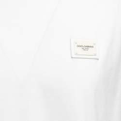 Pre Owned Dolce & Gabbana White Cotton Logo Plaque Detail T-Shirt 2XL