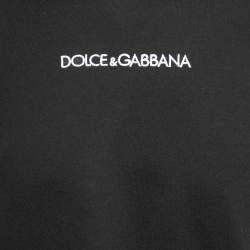 Pre Owned Dolce & Gabbana Black Cotton Logo Embroidered Crew Neck T-Shirt XXL