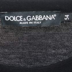 Pre Owned Dolce & Gabbana Black Cotton Logo Patch Crew Neck Half Sleeve T-Shirt XXL