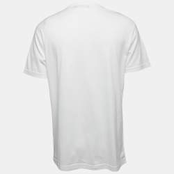 Pre Owned Dolce & Gabbana White Cotton Logo Patch Crew Neck Half Sleeve T-Shirt XXL