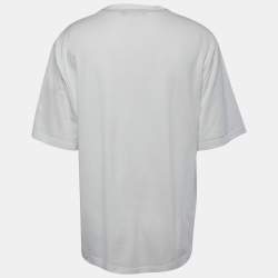 Pre Owned Dolce & Gabbana White Logo Print Crew Neck Half Sleeve T-Shirt XXL