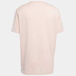 Pre Owned Dolce & Gabbana Pink Cotton Logo Patch Crew Neck Half Sleeve T-Shirt 4XL