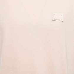 Pre Owned Dolce & Gabbana Pink Cotton Logo Patch Crew Neck Half Sleeve T-Shirt 4XL