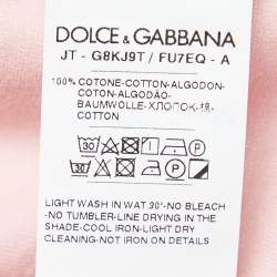 Pre Owned Dolce & Gabbana Pink Cotton Logo Patch Crew Neck Half Sleeve T-Shirt XXL