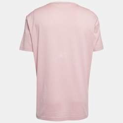 Pre Owned Dolce & Gabbana Pink Cotton Logo Patch Crew Neck Half Sleeve T-Shirt XXL