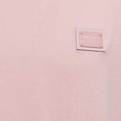 Pre Owned Dolce & Gabbana Pink Cotton Logo Patch Crew Neck Half Sleeve T-Shirt XXL