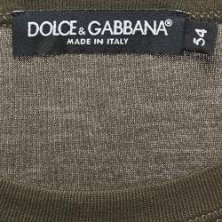 Pre Owned Dolce & Gabbana Military Green Cotton Crew Neck Half Sleeve T-Shirt XXL