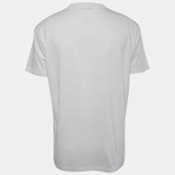 Pre Owned Prada White Cotton Logo Pocket Detail Crew Neck Half Sleeve T-Shirt 3XL