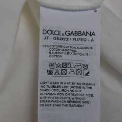 Pre Owned Dolce & Gabbana White Cotton Logo Patch Crew Neck Half Sleeve T-Shirt XL