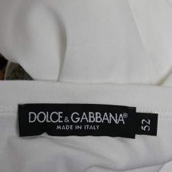 Pre Owned Dolce & Gabbana White Cotton Logo Patch Crew Neck Half Sleeve T-Shirt XL