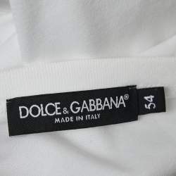 Pre Owned Dolce & Gabbana White Logo Patch Cotton Crew Neck Half Sleeve T-Shirt XXL