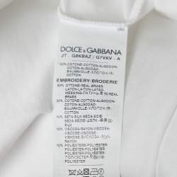 Pre Owned Dolce & Gabbana White Logo Patch Cotton Crew Neck Half Sleeve T-Shirt XXL