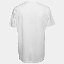 Pre Owned Dolce & Gabbana White Logo Patch Cotton Crew Neck Half Sleeve T-Shirt XXL