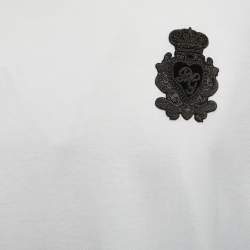 Pre Owned Dolce & Gabbana White Logo Patch Cotton Crew Neck Half Sleeve T-Shirt XXL