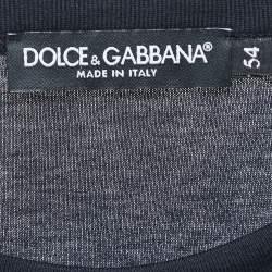 Pre Owned Dolce & Gabbana Navy Blue Logo Patch Cotton Crew Neck Half Sleeve T-Shirt XXL