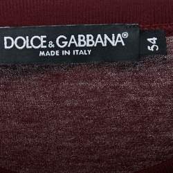 Dolce & Gabbana Burgundy Logo Patch Cotton Crew Neck Half Sleeve T-Shirt XXL