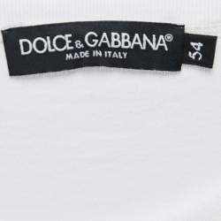 Pre Owned Dolce & Gabbana White Logo Embroidered Cotton Crew Neck Half Sleeve T-Shirt XXL