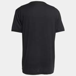 Pre Owned Dolce & Gabbana Black Cotton Crown & Bee Embroidered Half Sleeve T-Shirt XXL