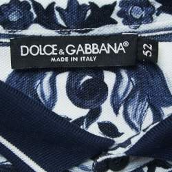 Pre Owned Dolce & Gabbana Blue Print Cotton Pique Polo T-Shirt XL