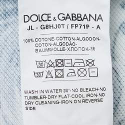 Pre Owned Dolce & Gabbana Blue Print Cotton Pique Polo T-Shirt XL