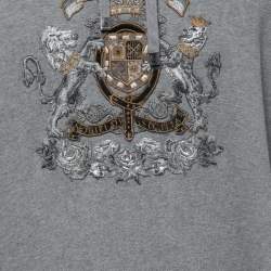 Pre Owned Dolce & Gabbana Grey Cotton Crest Detail Hoodie XL