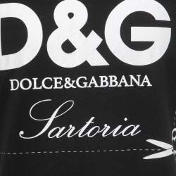 Pre Owned Dolce & Gabbana Black Logo Sartoria Print Cotton Crew Neck T-Shirt XL