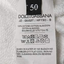 Pre Owned Dolce & Gabbana White DG Millennials Print Cotton Hoodie L