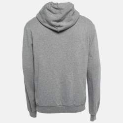 Pre Owned Dolce & Gabbana Grey Cotton Crest Detail Hoodie L