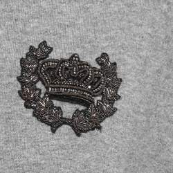 Pre Owned Dolce & Gabbana Grey Cotton Crest Detail Hoodie L