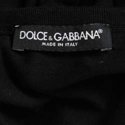 Pre Owned Dolce & Gabbana Black Cotton Logo Applique T-Shirt M