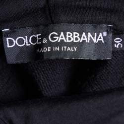 Pre Owned Dolce & Gabbana Black Logo Devore Pattern Hooded Sweatshirt L