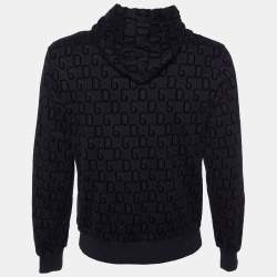 Pre Owned Dolce & Gabbana Black Logo Devore Pattern Hooded Sweatshirt L