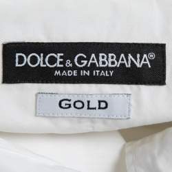 Pre Owned Dolce & Gabbana White Logo Pattern Cotton Gold Fit Long Sleeve Shirt 3XL