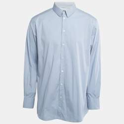 مملوكة مسبقًا Dolce & Gabbana Blue Cotton Gold Fit Long Sleeve Shirt 4XL