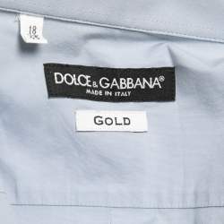 مملوكة مسبقًا Dolce & Gabbana Blue Cotton Gold Fit Long Sleeve Shirt 4XL