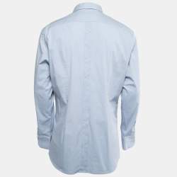 مملوكة مسبقًا Dolce & Gabbana Blue Cotton Gold Fit Long Sleeve Shirt 4XL