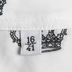 Pre Owned Dolce & Gabbana White Crown Print Cotton Long Sleeve Shirt L