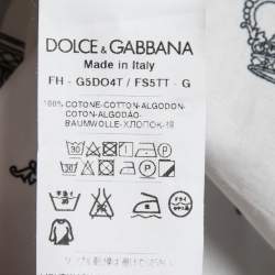 Pre Owned Dolce & Gabbana White Crown Print Cotton Long Sleeve Shirt L