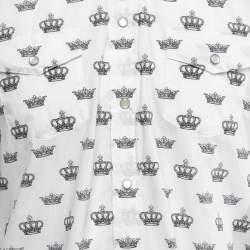 Pre Owned Dolce & Gabbana White Crown Print Cotton Long Sleeve Shirt L